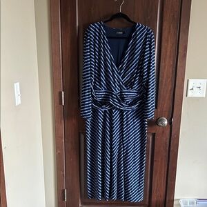 Ralph Lauren Black Label Navy and White Long Sleeve Dress